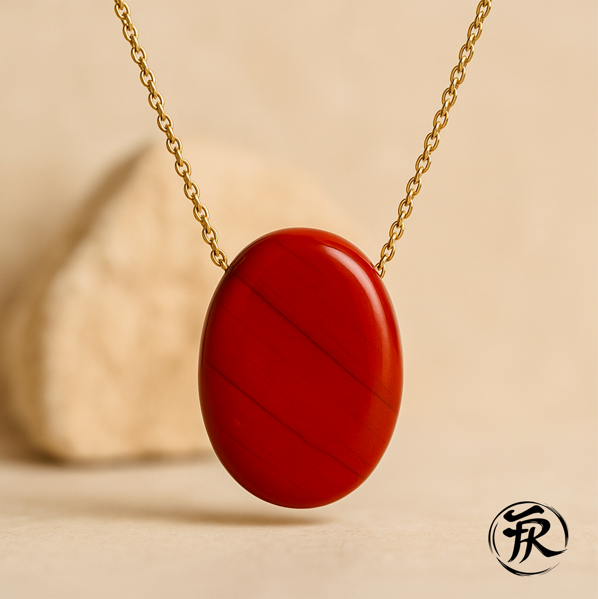 Collier pendentif Jaspe Rouge Courage et Vitalité